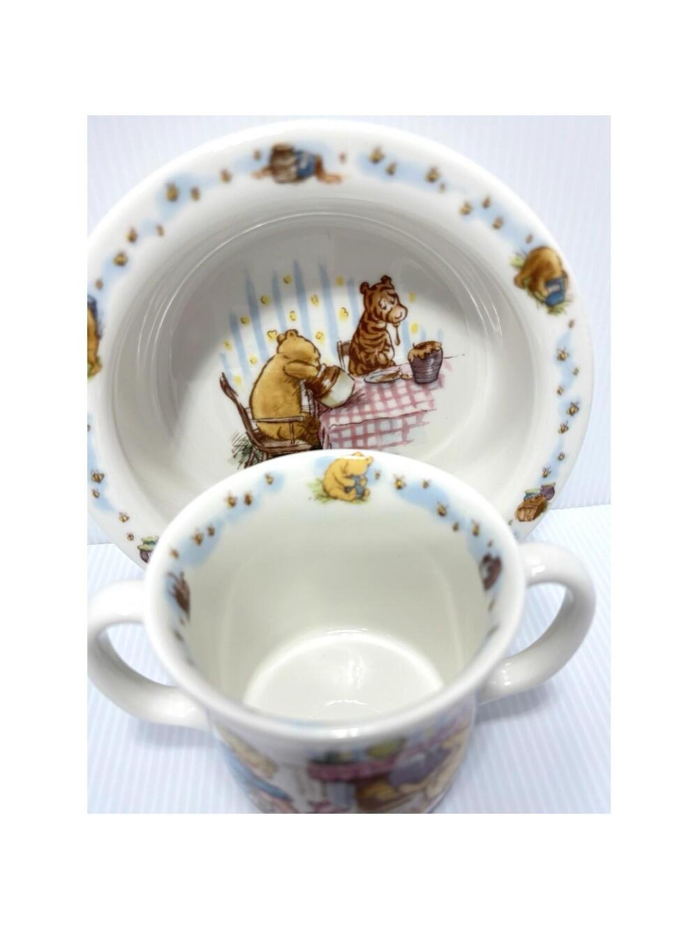 Royal Doulton Winnie the Pooh Feeding Set Bowl Double-Handled Mug Kids NEW 2pc - Picture 6 of 13